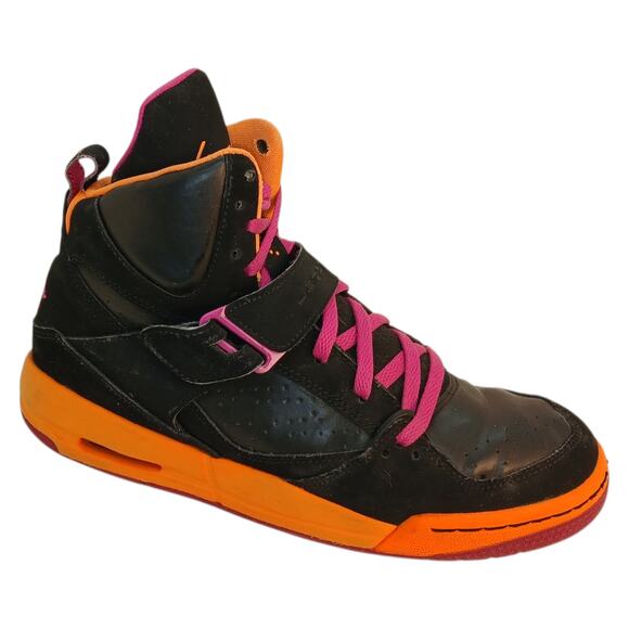 Nike Air Jordan Flight 45 Athletic Sneakers - Black/Orange/Pink - Youth 7 - Picture 4 of 7